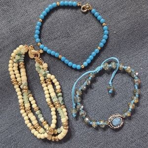 3 Turquoise Stone Beaded Bracelets